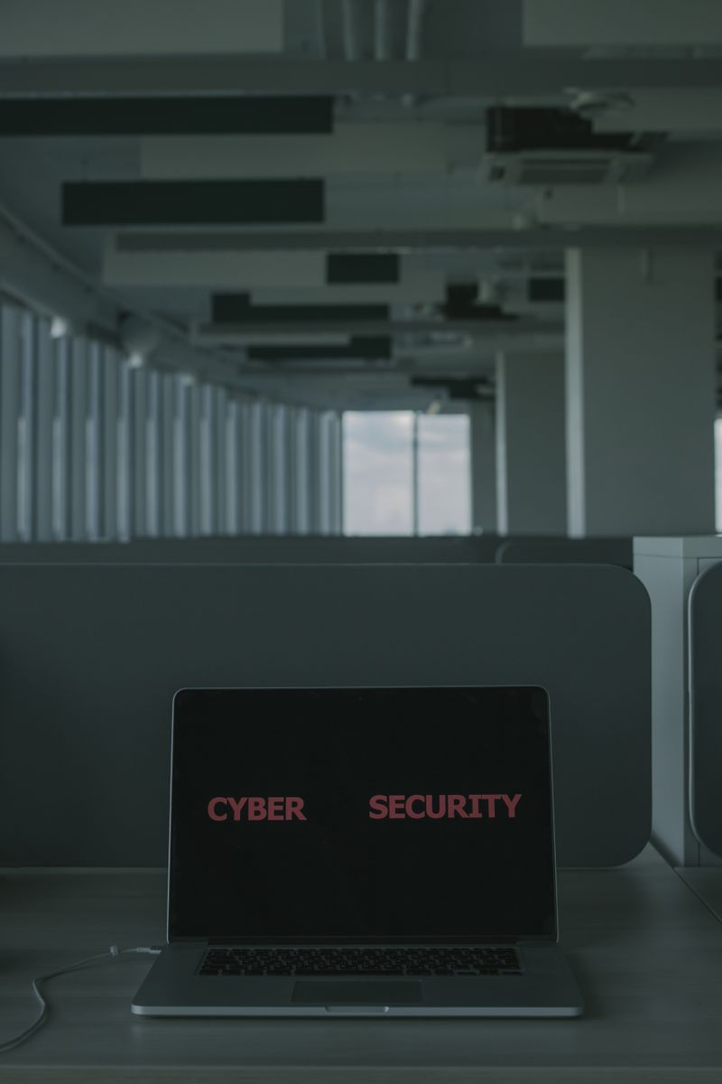 Laptop displaying a cybersecurity message